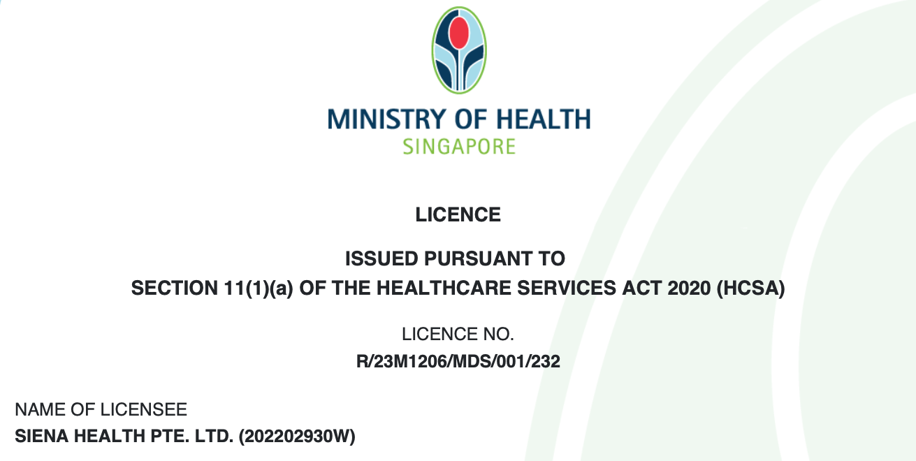 MOH Licensed Health Provider